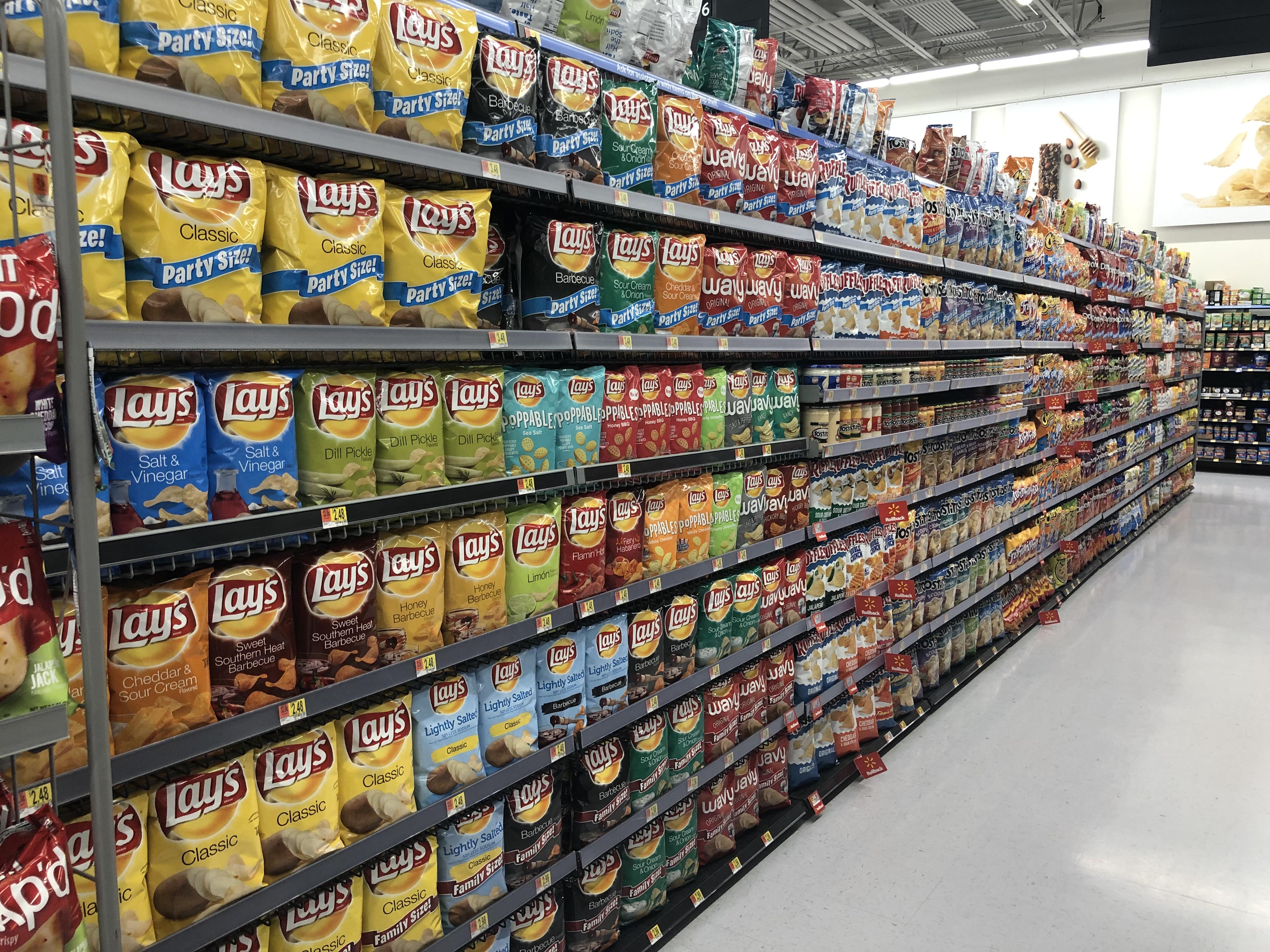 Potato chip aisle with a million options